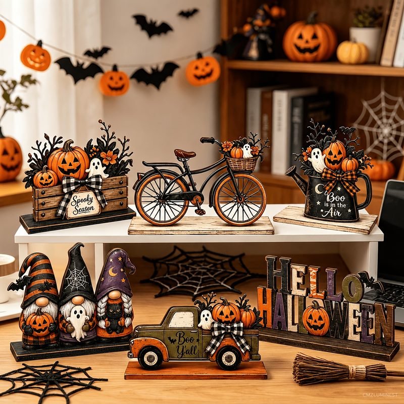 Decoración de Mesa de Madera Halloween